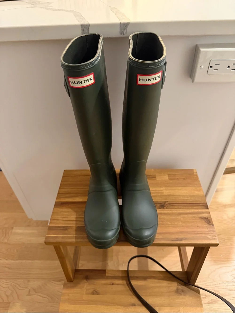 Hunter Tall Rubber Rain Boots in Dark Olive Matte Green